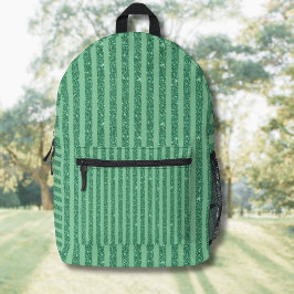 Classic Jade Green Glitter Style Vertical Stripes Bedrukte Rugzak