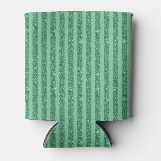 Classic Jade Green Glitter Style Vertical Stripes Blikjeskoeler (Voorkant)