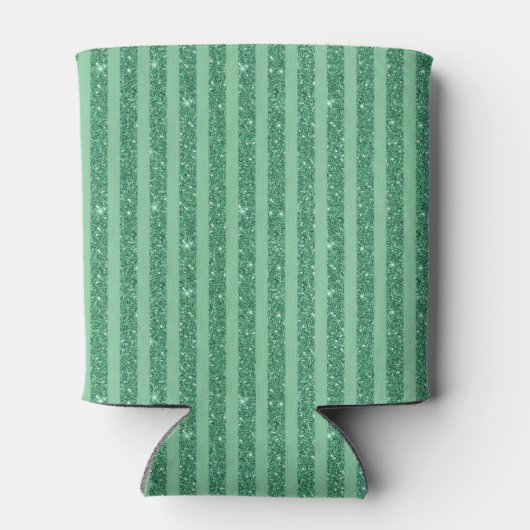 Classic Jade Green Glitter Style Vertical Stripes Blikjeskoeler (Achterkant)