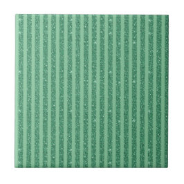 Classic Jade Green Glitter Style Vertical Stripes Tegeltje