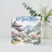 Classic Japan Kersenbloesem roze blauw waterverf Kaart (Staand voorkant)