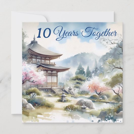 Classic Japan Kersenbloesem roze blauw waterverf Kaart (Voorkant)