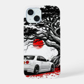 Classic Japanese Rising Sun Art Painting White JDM iPhone 15 Case (Achterkant)