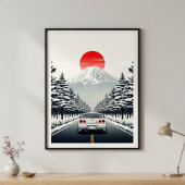 Classic Japanese Rising Sun Art Painting White JDM Poster