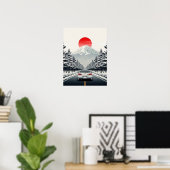 Classic Japanese Rising Sun Art Painting White JDM Poster (Thuiskantoor)