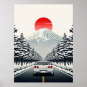 Classic Japanese Rising Sun Art Painting White JDM Poster (Voorkant)