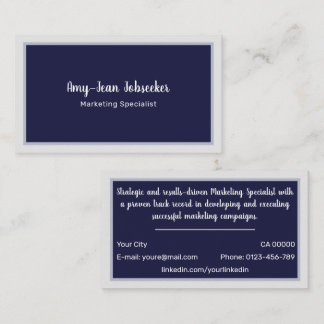 Classic Job Seeker Navy Lijst Eenvoudig Minimalist Visitekaartje