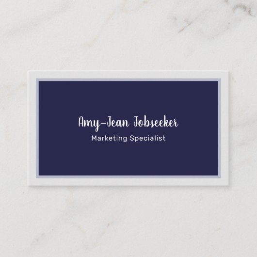 Classic Job Seeker Navy Lijst Eenvoudig Minimalist Visitekaartje (Voorkant)