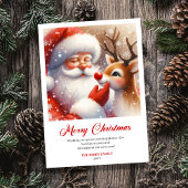 Classic Jolly Santa With Rudolph Christmas Greetin Feestdagenkaart