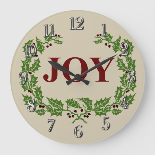 CLASSIC JOY HOLLY EN BERRIES WRATH PATTERN GROTE KLOK (Voorkant)
