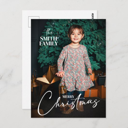 Classic Joy Merry Kerstfeestdag Kinder Foto Briefkaart (Voorkant / Achterkant)
