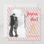 Classic Joyeux Noel Green Red Stripes Christmas Feestdagenkaart (Voorkant)