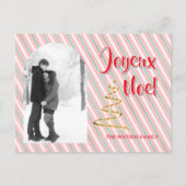 Classic Joyeux Noel Green Red Stripes Christmas Feestdagenkaart (Voorkant)