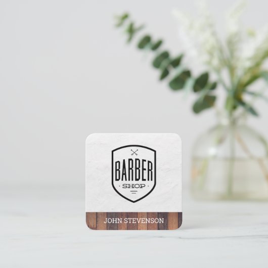 Classic | kapperszaak | houtversiering vierkante visitekaartje (Staand voorkant)