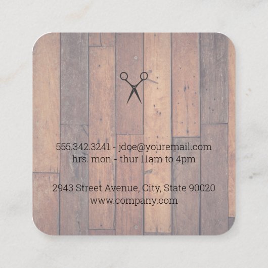 Classic | kapperszaak | houtversiering vierkante visitekaartje (Achterkant)