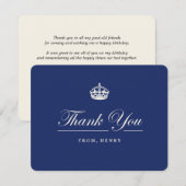 Classic Keep Calm Navy Blue 30ste verjaardagsfeest Bedankkaart (Voorkant / Achterkant)