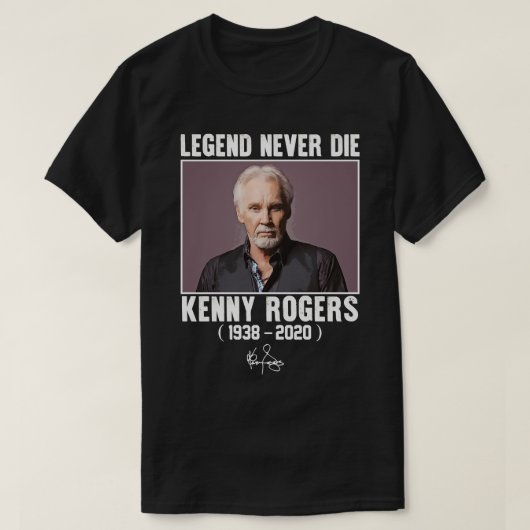 Classic Kenny Rogers Legend Nooit Die T-shirt (Design voorkant)