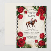 Classic Kentucky Derby Party Invitation Red Roses  Kaart (Voorkant / Achterkant)
