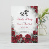 Classic Kentucky Derby Party Invitation Red Roses Kaart (Staand voorkant)