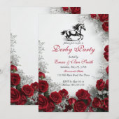 Classic Kentucky Derby Party Invitation Red Roses Kaart (Voorkant / Achterkant)