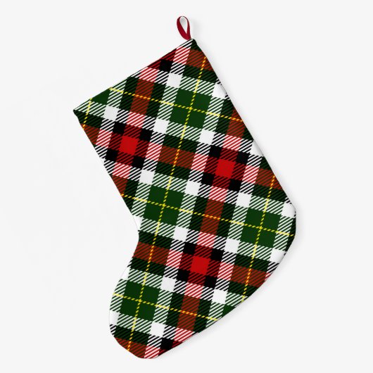 Classic Kerst Plaid Monogram Initiaal Feestelijk Grote Kerstsok (Achterkant (Hangend))
