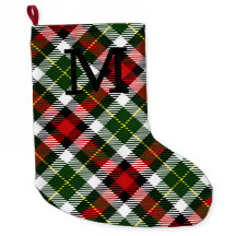 Classic Kerst Plaid Monogram Initiaal Feestelijk