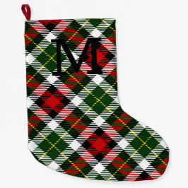 Classic Kerst Plaid Monogram Initiaal Feestelijk Grote Kerstsok