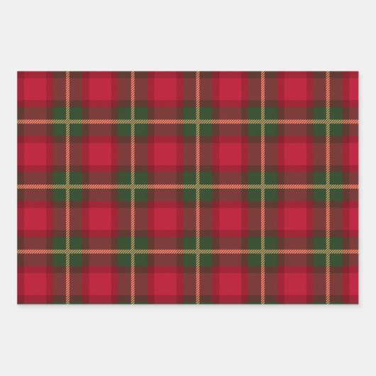 Classic Kerst Rood Groen Plaid Tartan Feestelijk Inpakpapier Vel (Voorkant 3)