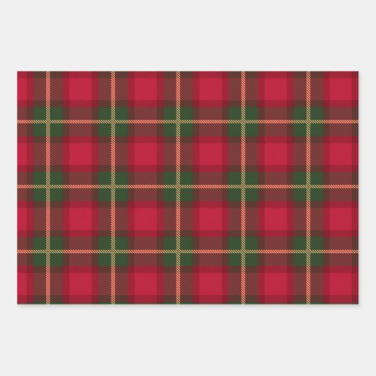 Classic Kerst Rood Groen Plaid Tartan Feestelijk Inpakpapier Vel (Voorkant 2)