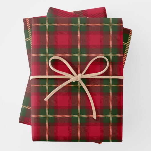 Classic Kerst Rood Groen Plaid Tartan Feestelijk Inpakpapier Vel (In situ)