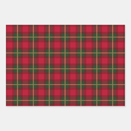 Classic Kerst Rood Groen Plaid Tartan Feestelijk Inpakpapier Vel (Voorkant)