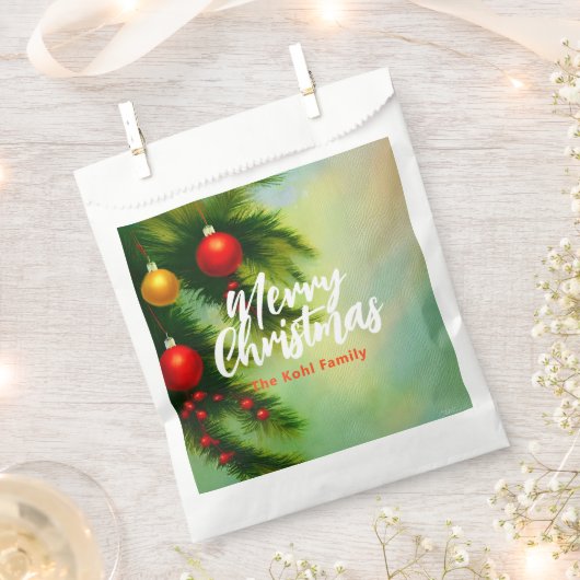  Classic Kerstballen op dennentakken Bedankzakje (Geknipt)