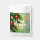 Classic Kerstballen op dennentakken Bedankzakje (Voorkant)