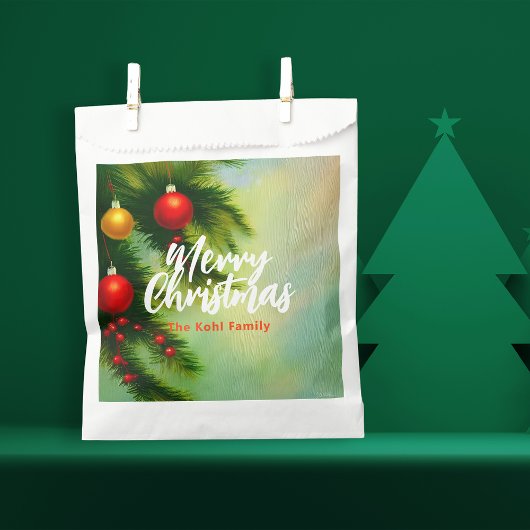 Classic Kerstballen op dennentakken Bedankzakje