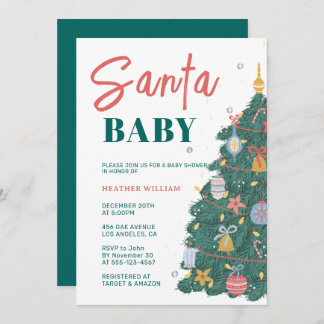 Classic Kerstboom Winter Retro Baby shower Kaart