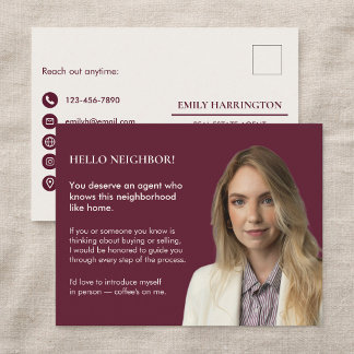 Classic Key Introduction Maroon Real Estate Agent Briefkaart