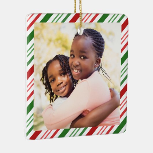 Classic Kleuren Kerst Foto Keramisch Ornament (Rechts)