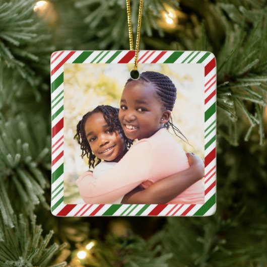 Classic Kleuren Kerst Foto Keramisch Ornament (Boom)