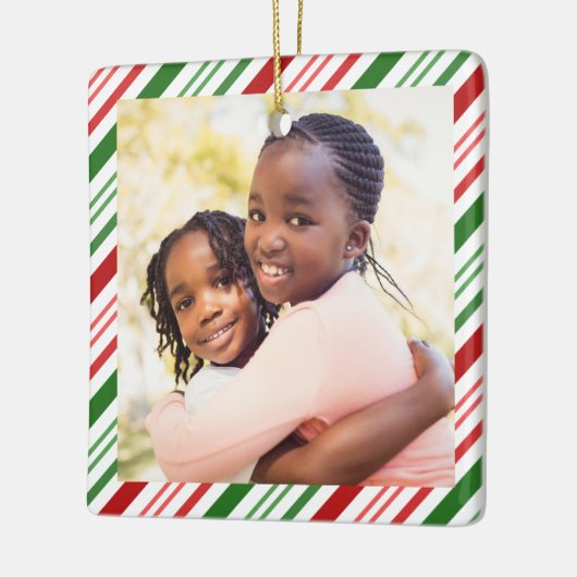 Classic Kleuren Kerst Foto Keramisch Ornament (Links)