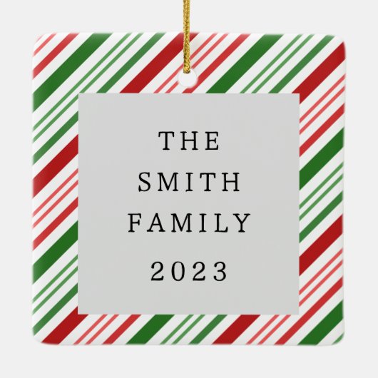 Classic Kleuren Kerst Foto Keramisch Ornament (Achterkant)