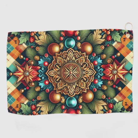 /Classic kleurrijke kerst Golfhanddoek (Horizontaal)