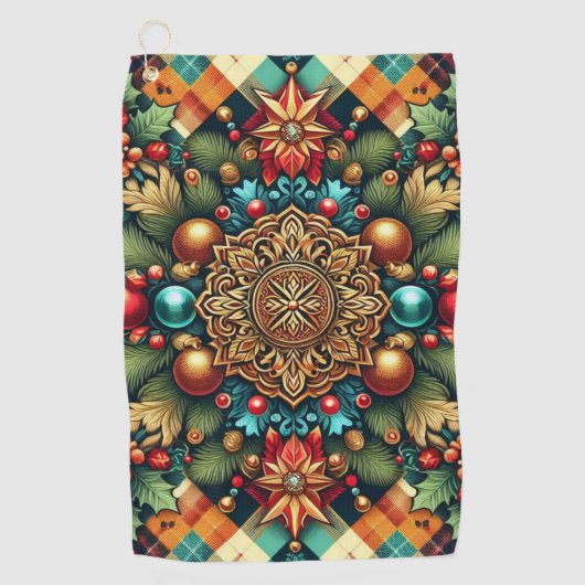 /Classic kleurrijke kerst Golfhanddoek (Voorkant)
