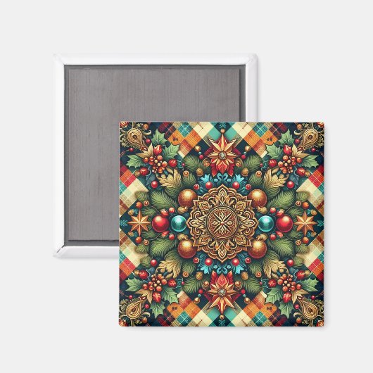 /Classic kleurrijke kerst Magneet (Voorkant / Achterkant)