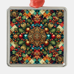 /Classic kleurrijke kerst Metalen Ornament