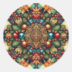 /Classic kleurrijke kerst Ronde Sticker
