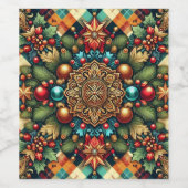 /Classic kleurrijke kerst Wijn Etiket (Enkel label)