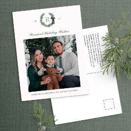 Classic Krans Monogram Foto Vakantie Briefkaart