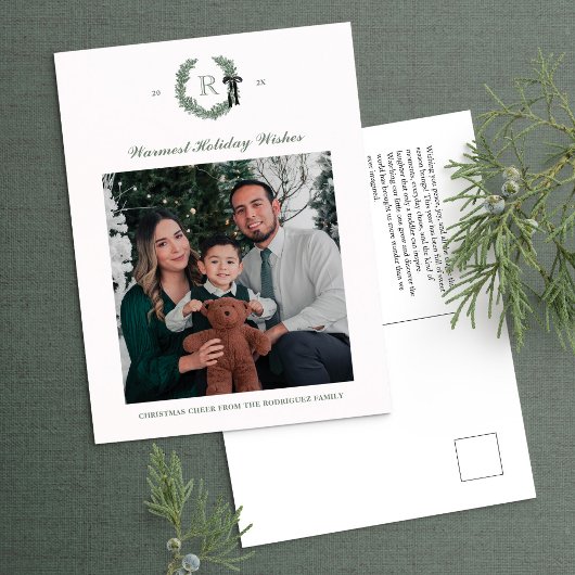 Classic Krans Monogram Foto Vakantie Briefkaart