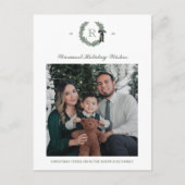 Classic Krans Monogram Foto Vakantie Briefkaart (Voorkant)