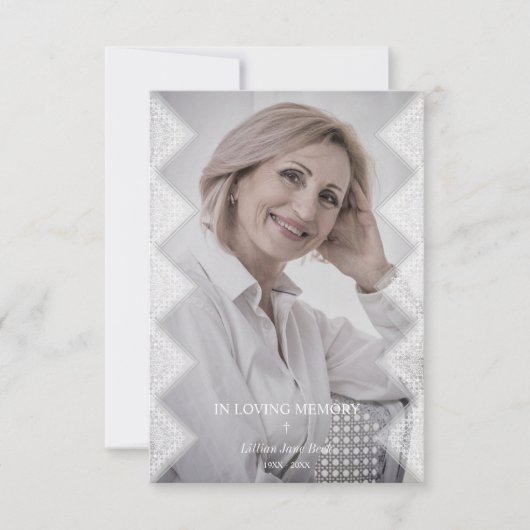 Classic Lace Photo Funeral Service Loved Ones Notitiekaartje (Voorkant)